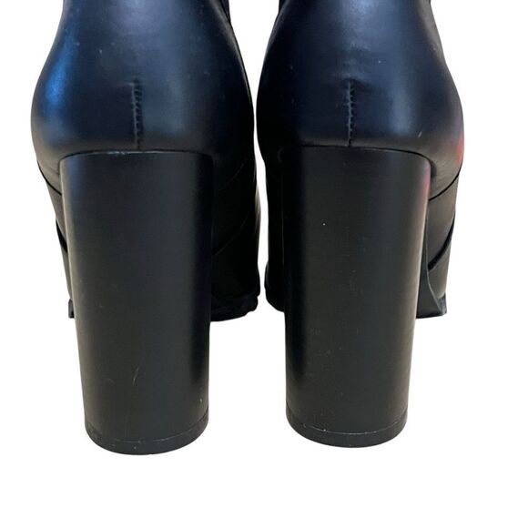 French Connection Boots Black 4”/Heels Vegan Leather Stretch Pull On Sz 10 - Picture 8 of 12
